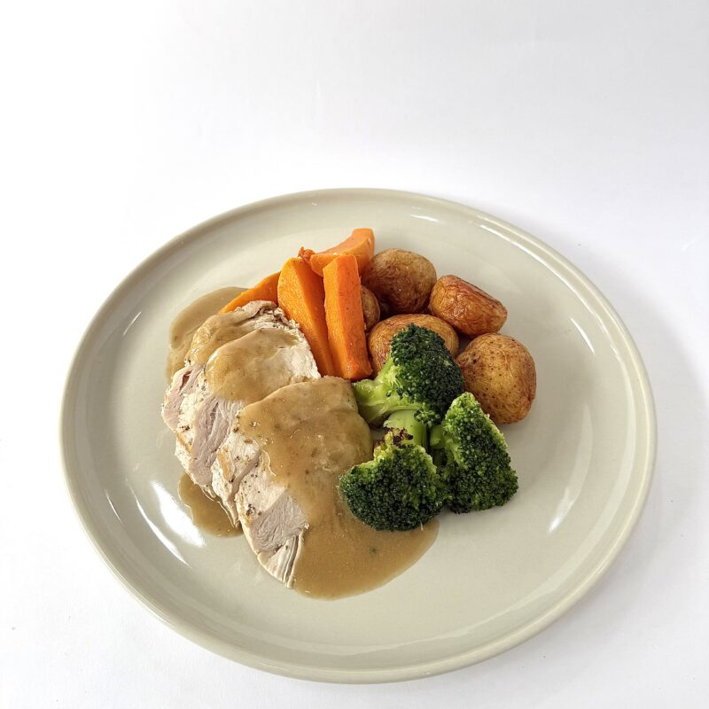 POLLO A LA MOSTAZA CON PAPINES ASADOS